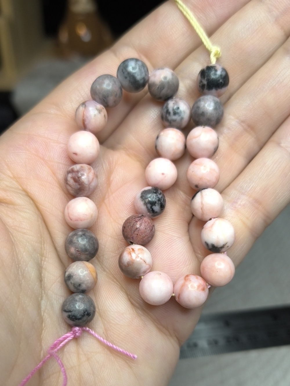 #3- 8mm Pink Zebra Jasper Bead Strand - 8"